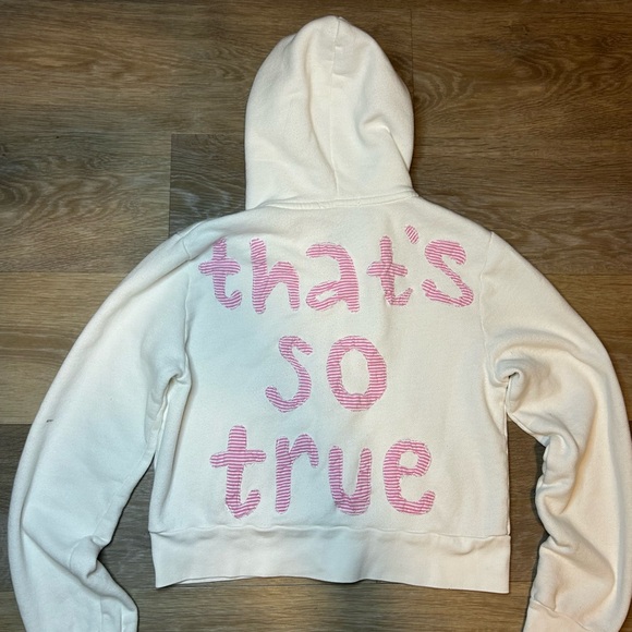 Brandy Melville Tops - Brandy Melville “That’s So True” Cream Zip Hoodie